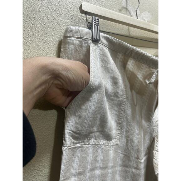 Victoria's Secret Stripe Pants 12 Tan Wide Leg Flax Cotton Coastal Lagenlook - Picture 4 of 7